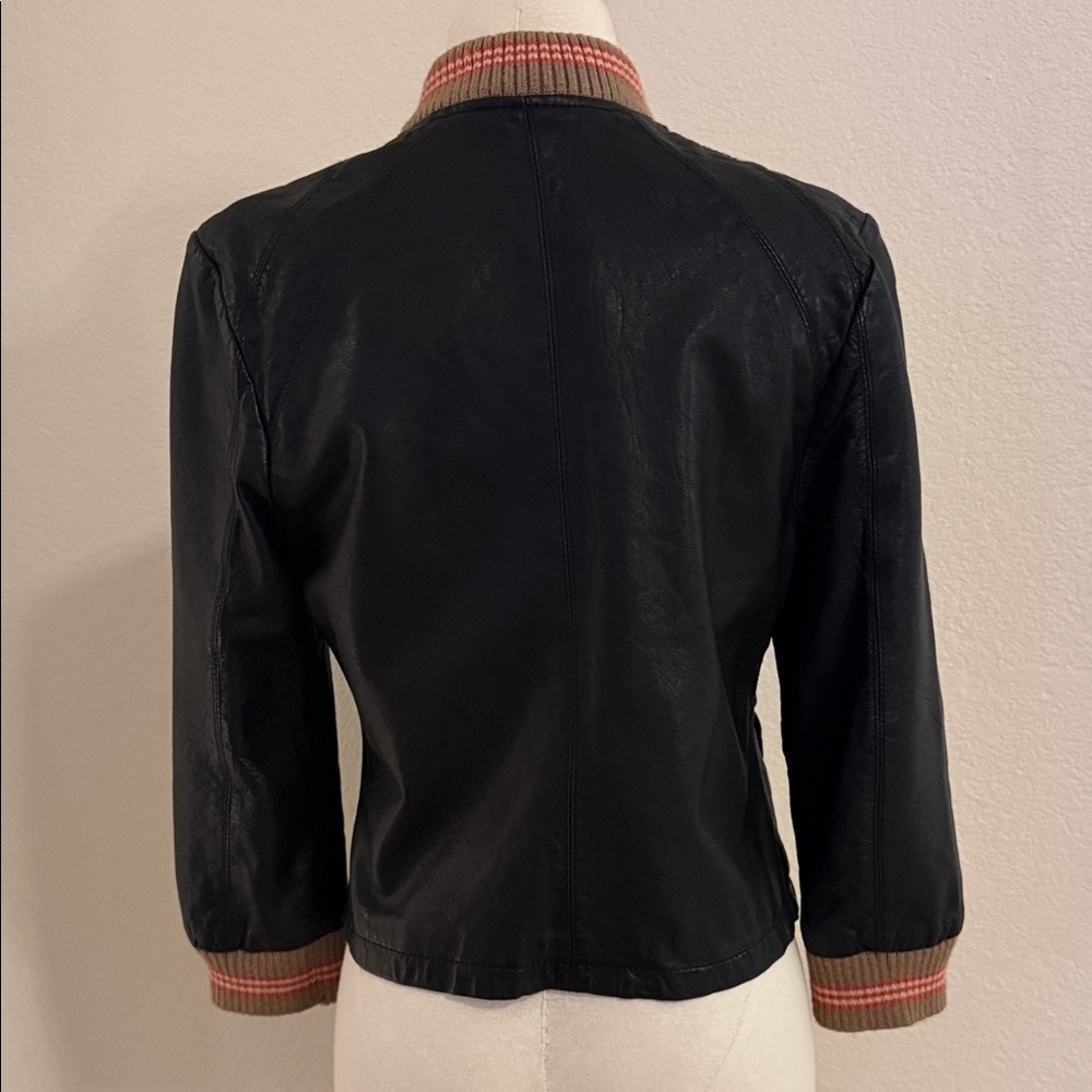 BCBGMaxAzria Black Bomber Leather Jacket - Picture 4 of 13